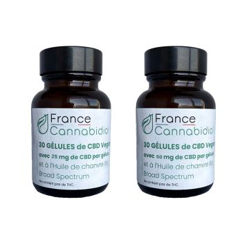 Pack de gélules cbd 25mg et 50mg